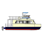 BB650 "Catamaran houseboat 11.5 metres. Steel construction"